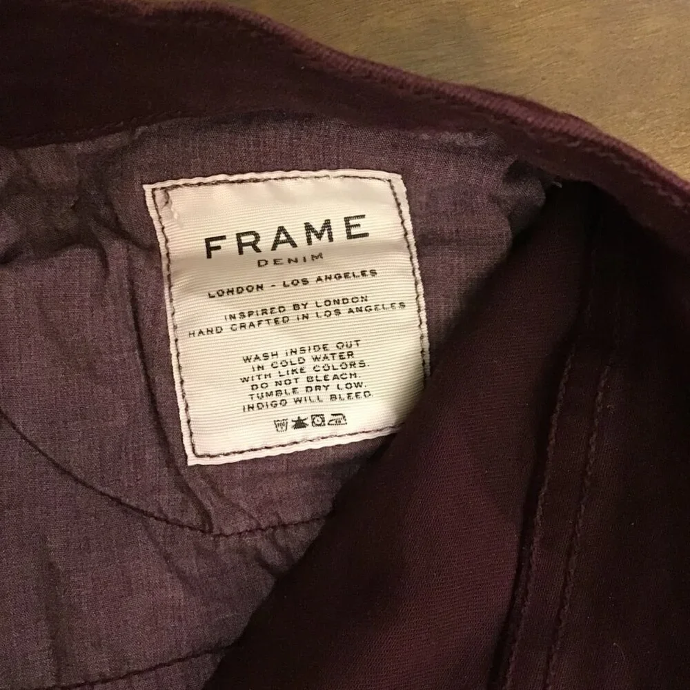 Frame 28 Le Skinny De Jeanne Mahogany Rips Women’s Skinny Burgundy Jeans Distres